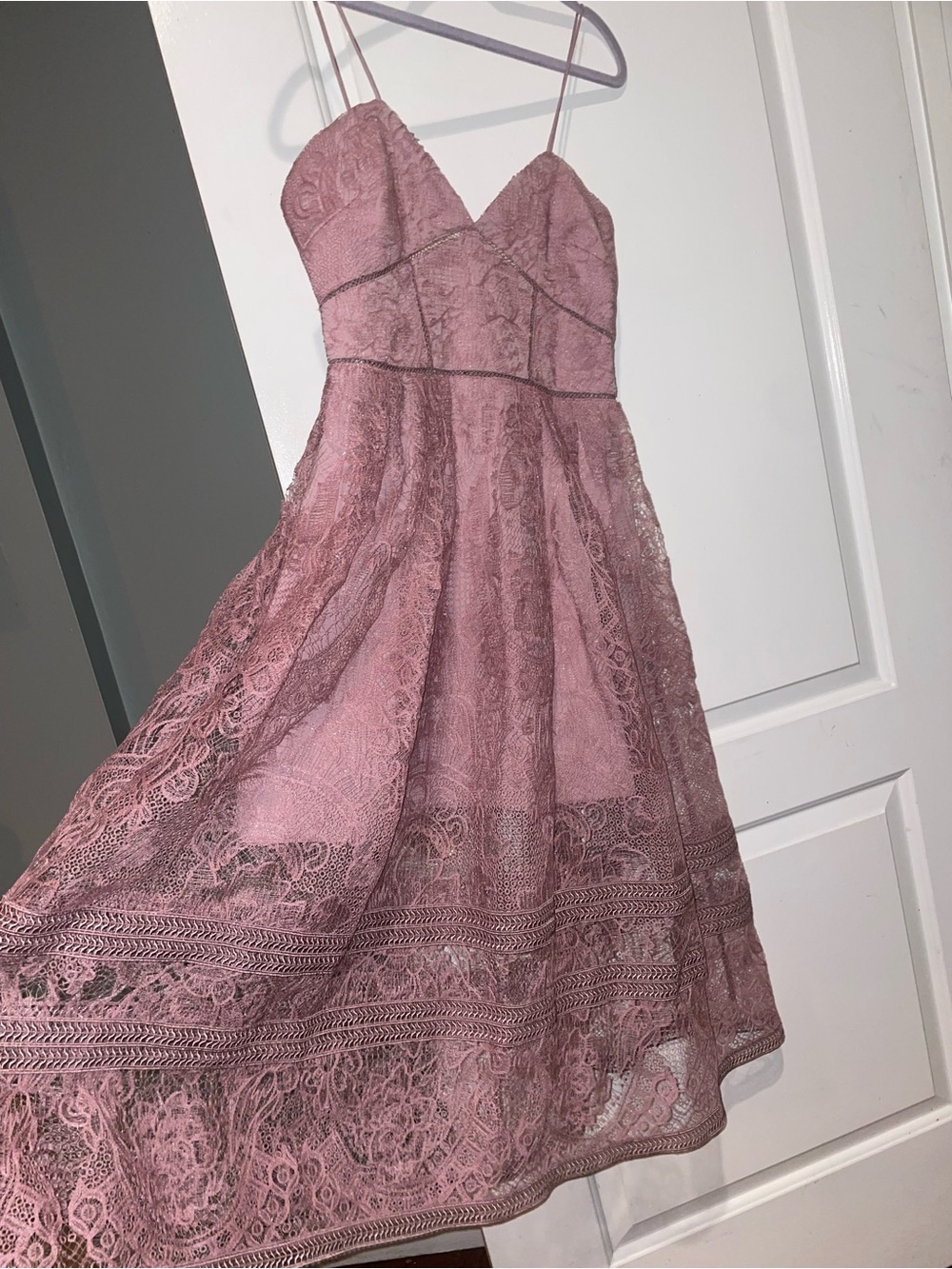 Self-Portrait Floral Guipure Lace Fit & Flare Midi Dress Dusty Pink Rose 💗size 6 - Picture 6 of 10